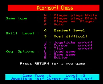 Chess v2.1 (19xx)(Acornsoft) screen shot title